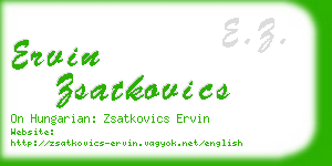 ervin zsatkovics business card